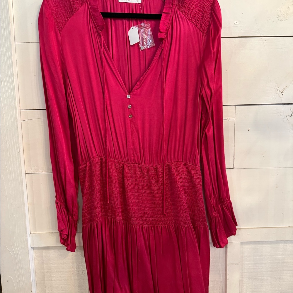 Magenta Smock Waist Dress